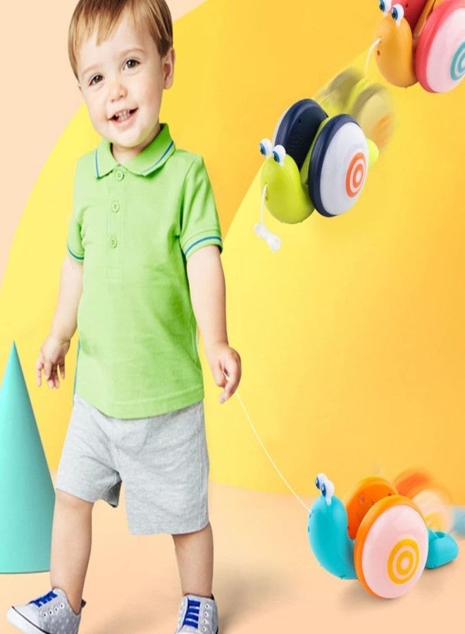 Samip Pull Along Baby Toy: Engaging Wiggle Motion, Music, and Lights for 6-12 Months | Encourages Early Walking Skills | BPA-Free Toddler Gift Set (Multicolor) (Snail (Yellow Teal)) - Image 3